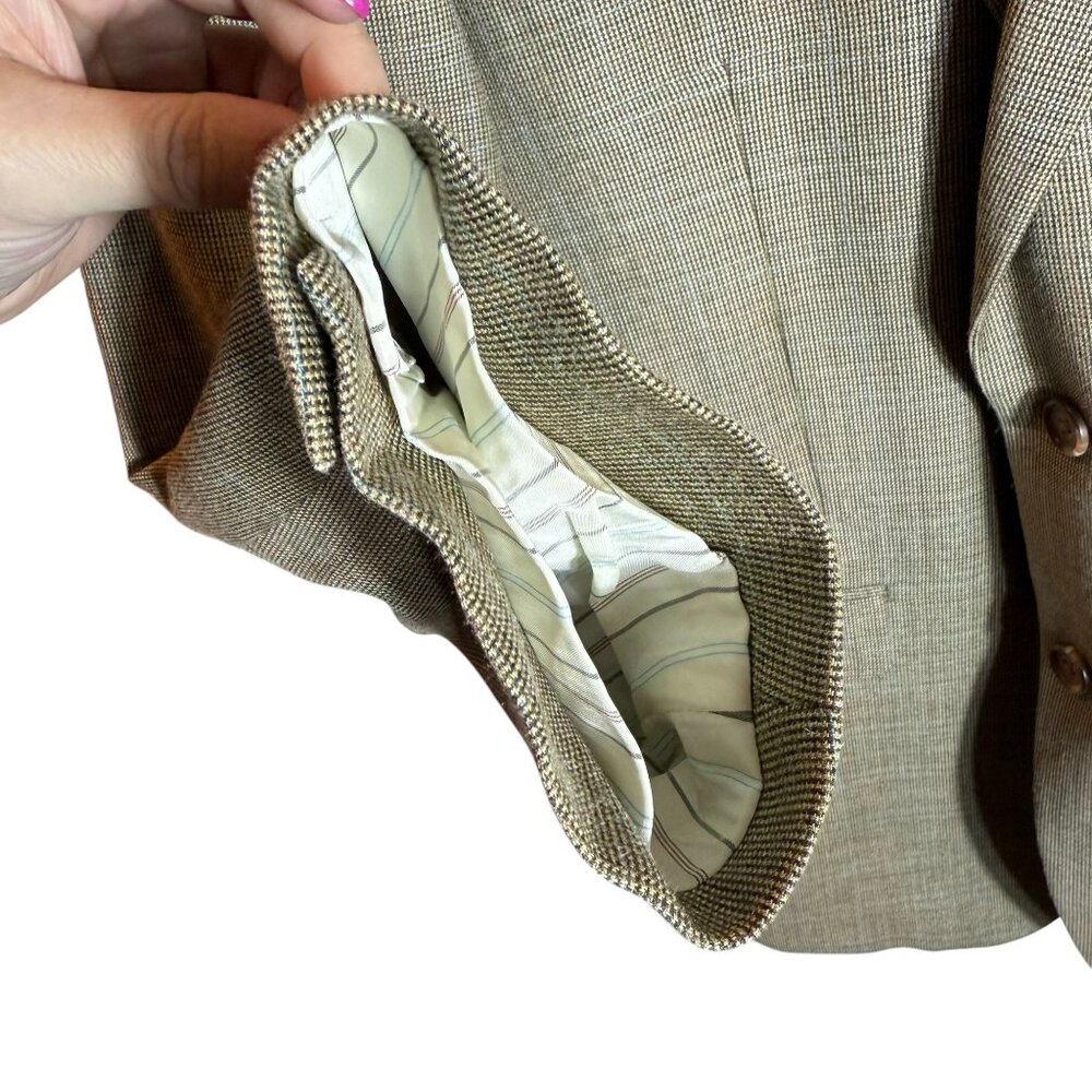 Lauren Ralph Lauren Men's Blazer Silk Wool Blend Brown Check Pattern, 38R - Picture 7 of 11